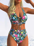 Sexy Pink Leopard Print Gradient Bikini Set Women Drawstring V Neck Push Up High Waist Swimsuit 2026 Beach Bathing Suit Swimwear
