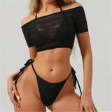 S - XL With Short Sleeve Cover Up Bikini Female Swimsuit Women Swimwear Bather Bathing Suit Swim Three-pieces Bikini set K8086