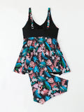 Strappy Printed Tankini 2026 Large Plus Size Swimsuit Women Beach Dress Swimwear Female Bathers Bathing Swimming Swim Suit 4XL