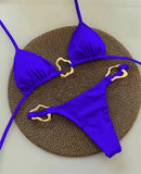 New Sexy Bikini Solid Color Lace-up Split Two-piece Swimsuit for Women