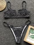 Ribbed Polka Dot Bikinis V-Bar Underwired Bikini Women Swimwear Female Swimsuit Two Pieces Bikini Set High Cut Bathing Suit Swim