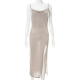 Elegant Sexy Evening Party Dress for Women 2022 New Midi Long Bodycon Slip Dresses Summer Thigh Split Vestidos De Fiesta