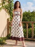 2026 Summer Women Slip Dress Spaghetti Straps Dots Print Swing A-line Dress Party Bohemian Casual Elegant Dresses