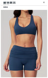 Women Two Piece Gym Yoga Sets Back Cross Sports Bra Pleate High Waist Short Fitness Suit Outdoor Running Camisole Tops Outfits