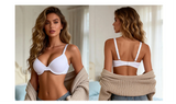 White Swim Fabric Underwire Bra for Women Plus Size Lightly Padded Adjustable Straps 4 Hook Closure Everyday Bra
