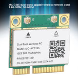 Network Card Mini PCI‑E Gigabit Dual‑Band for Bluetooth 4.2 Wireless Wifi MC‑AC7265