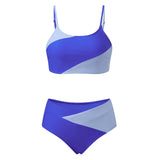 Women's Two Piece Bathing Suits Sleeveless Contrast Color Cami Tops High Waist Thong Sets Summer Holiday Bikini Sets