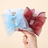 BABY BOWS 2Pcs/lot 4.3inch Big Bows Double Layer Yarn Hair Clips Kids Hair Bangs Accessories Girls Fashion Dress Up Headdress