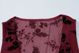 FDYOUI Sexy V-neck Floral Tank Tops for Women 2026 Summer Sleeveless T-shirt Ladies See-through Mesh Corset Top Black Wine Red