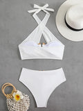 Halter Cut Out High Waist Bikini Female Swimsuit Women Bandeau Swimwear Two-pieces Bikini set Bather Bathing Suit Swim Beachwear