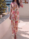 S - XXL New Printed Long Sleeve With Zipper Pants One Piece Swimsuit Women Swimwear Female Padded Bather Bathing Suit Swim V8362