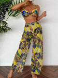 3 Pieces Strappy Bikini 2026 Women Printed Swimsuit Sexy Swimwear Female With Beach Pants Bathers Bathing Swimming Swim Suit