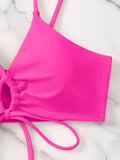 New Women's Swimsuit High Waist Two Piece Bikini Set Hollow Out V-neck Bandage Cross Backless Beach Swimwear Summer Bathing Suit