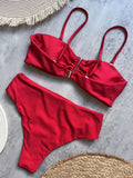 Shiny Sparkling U Shaped Female Swimsuit High Waist Bikini Women Swimwear Two-pieces Bikini Set Pool Bathing Suit Swim Beachwear