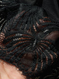 Black Sheer Mesh Teddy Bodysuit Women Floral Lace V Neck Ruffle Trim One Piece Lingerie Intimate Body Suit Sleepwear ZA825256