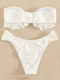 Ruffled Frill Knotted Bandeau Bikini Women Swimwear Female Swimsuit Two-pieces Bikini Set Strapless Bathing Suit Swim Beach Wear