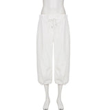 Summer women's elastic waist casual workwear low-rise mid-pants comfortable woven pants