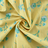 FDYOUI 2026 Summer V-neck Short Sleeve Floral Print Yellow Party Dress Women Single Breasted Lace-up Slim Long Vacation Dresses