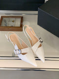 White Thin Heeled Sandals 2026 Women's Low-Heeled Shoes With Strap Brown Summer 2026 New Girls Fashion French OL Single Shoes
