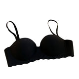 Women Push-Up Bra Demi Cup Underwear Heart Print Non-wired 1/2 Cup No Show Bras Sexy Lingerie Padded Thin Straps Brassiere S-XL
