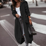 Phantasy Long Trench Coat Women Loose Button Fashion Casual Suit Elegant Female Pockets Streetwear Commuter Lady Coat Autumn