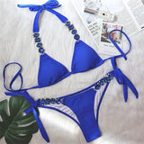 Brazilian Jewelled Rhinestones Diamond Bikini Women Swimwear Female Swimsuit Two-piece Bikini set Bather Bathing Suit Swim V2339