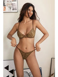 Toucheart Erotic Lingerie Panty 2PCS Thin Model See-through Lace Big Breasts Appear Smaller and Prevent Sagging Delicate Bra Set