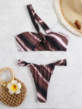 2025 Printed One Shoulder Bikini Women Sexy Swimwear Female Thong Swimsuit Bathers Bathing Swimming Swim Suit Beachwear Summer