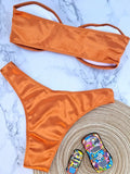 Shiny Bandeau Bikinis 2025 Strapless Bikini Female Swimsuit Women Swimwear Two-pieces Bikini Set High Cut Bathing Suit Swim Lady