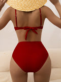 Push Up Bikinis 2026 Women High Waist Swimsuit Solid Strappy Swimwear Female Summer Beachwear Swimming Bathing Swim Suit