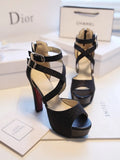 Women's Sandals Summer New Style Fashion Fish Mouth Open Toe Buckle Thick Heel High Heel Women's Shoes Plus Size 33-43 High 11cm