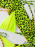 Leopard Halter Triangle Bikini 2026 Women Long Sleeve Swimsuit Sexy Swimwear Female Bathers Bathing Suit Swimming Beachwear