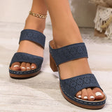Plus Size Women's High Heels Platform Sandals Lightweight Thick Heel Summer Slippers Woman Comfort Non Slip Sandalias De Mujer