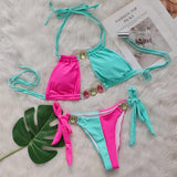 8 Colors Diamond Rhinestones Splicing Bikini Women Swimwear Female Swimsuit Two-Pieces Bikini Set Bather Bathing Suit Swim V5132