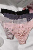 Women's Briefs Satin Lace Sexy Women's Underwear Low Waist Transparent Hollow Out Panties Breathable Soft Seamless Lingerie