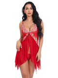 Toucheart Sexy Lingerie Set Women's Lace Nightgown Mesh See-through Suspender Dress Lace Patchwork Sexy Ultra Thin Pajama Set