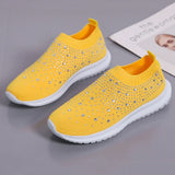 Women's Slip-On Crystal Sneakers 2025 Breathable Mesh Plus Size 35-43 Casual Flats Women Comfort Soft Sole Running Walking Shoes