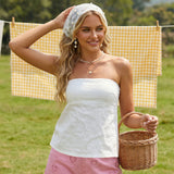 Women's Summer Strapless Vest Stylish Striped Sleeveless Open Back Tube Tops for Party Date Night Wear