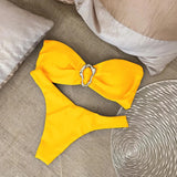 Bandeau Bikini Push Up Swimwear Women Swimsuits 2026 Sexy Brazilian Bikini Set Thong Micro Biquini Female Solid Beachwear