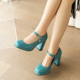 Spring and Autumn New Styles Fashion High-heeled Women's Shoes Shallow Mouth Buckle Square Heel Women Shoes Size 34-45 High 9cm