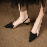 Elegant Green Thin Heel Pointed Toe Slippers for Women Summer Fashionable Low Heel Rubber French Sandals New 2026 Top quality