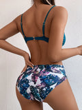 2026 Bandeau Swimsuit Women High Waist Bikini Printed Swimwear Female Padded Bathers Bathing Swimming Swim Suit Beachwear