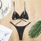 New Sexy Mini Bikini Female Swimsuit Women Swimwear Two-Pieces Bikini Set Sequins Padded Bather Bathing Suit Swim Lady V2043P