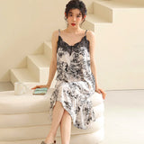 Summer Pajamas Lace Sling Camisolas Night Dress Plus Size Modal Lingerie Sleep Dress for Women Nightgown Retro Sexy Dress