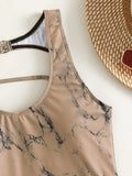 2026 Print Lace Up Back Swimsuit One Piece Solid Swimwear Women Bathing Swimming Suit Female Padded Summer Beachwear Bodysuit