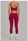Women's Seamless Yoga Jumpsuits Sports Gym Fitness Backless Sleeveless Hip-lifting Pants One-piece Training Workout Bodysuits