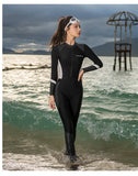 Women's One-piece Swimsuit with Long Sleeves and Pants Fully Wrapped for Sun Protection and Belly Coverage, Slimming Diving Suit