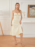 Women Summer Solid Color Long Dress Sleeveless Bandage Party A-line Dress for Cocktail Nightclub Beach