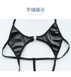 Sexy Jumpsuit patent leather bikini Straps Bandage Bodysuit Beach Girl One-piece Bikini Costume Women Pajamas Lingerie Uniform