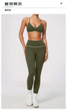 New Yoga Suit Women Color Blocked V-neck I Shape Sports Bra Fitness Clothes Summer Tight Running High Waist Leggings Tracksuit